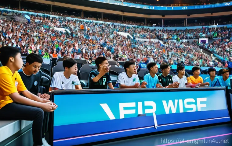 스포츠경영관리사와 대회 운영 실무 - **Prompt:** A dynamic scene inside a futuristic, brightly lit sports stadium filled with diverse fan...