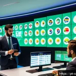 Home 19 스포츠경영관리사 관련 최신 연구 - A dynamic scene inside a modern Brazilian football club's analytics center, showing diverse sports m...